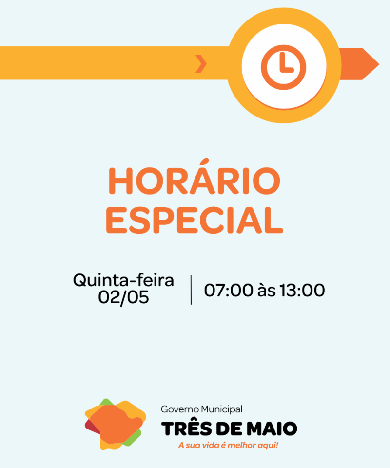 Horário especial de trabalho é decretado para esta quinta-feira.